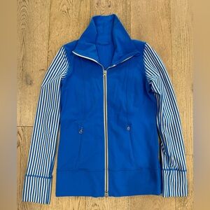 Lululemon royal blue with striped sleeves. Rare and flattering. Size 6